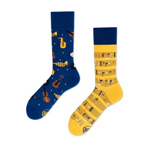 Many Mornings – verrückte, bunte mismatched Socken – Music Note / Musik Gr. 35-38