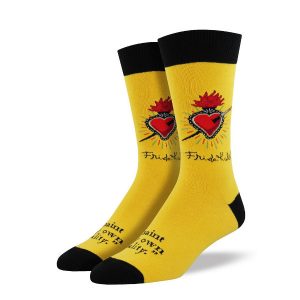 Socksmith - Frida Heart / Frida Kahlo Herren Socken - Gelb Gr. 43 - 46