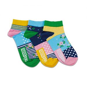 United Oddsocks - 3 Kurze Socken Damen 37-42, Modell: Blumen, Streifen und Punkte L7