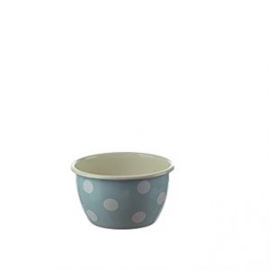 Münder Emaille - Salatschüssel, Schüssel, Schälchen - Ø: 14 cm - Farbe: Hellblau mit weißen Tupfen