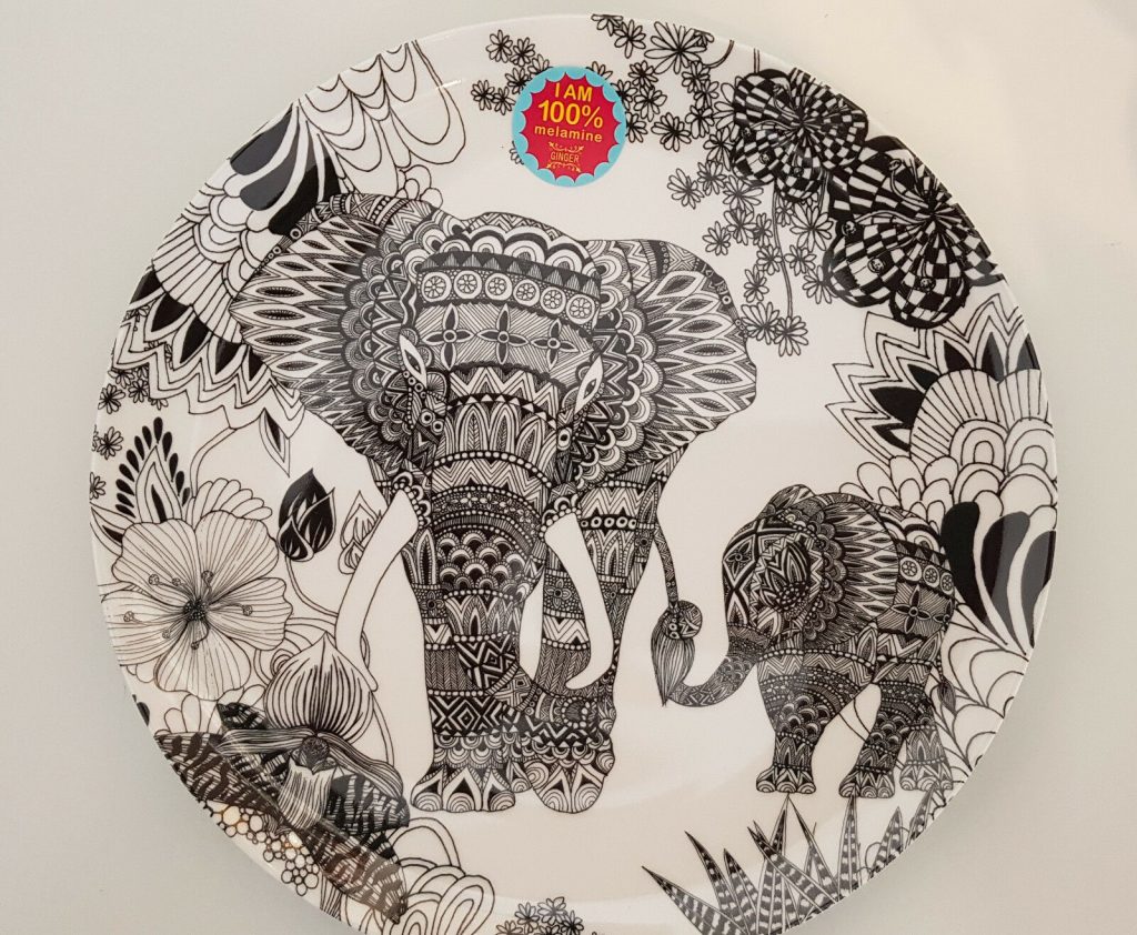 GINGER "Mandala Elephant" - Melamin Teller durchmesser 20,5 cm
