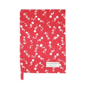 Krasilnikoff – Geschirrtuch KW6004 – White Roses on red, weiße Rosen