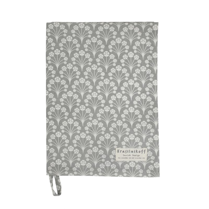 Krasilnikoff – Geschirrtuch KW6100E – Bouquet , Grey