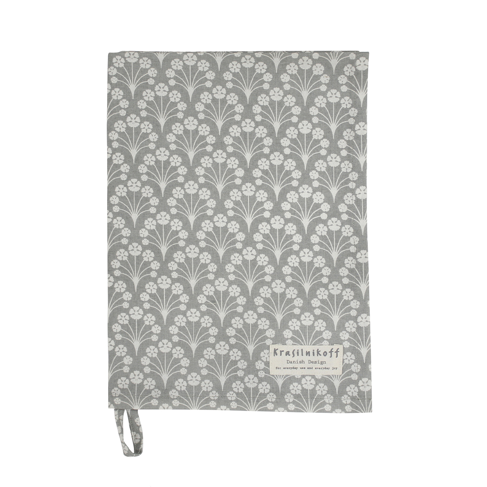 Krasilnikoff – Geschirrtuch KW6100E – Bouquet , Grey