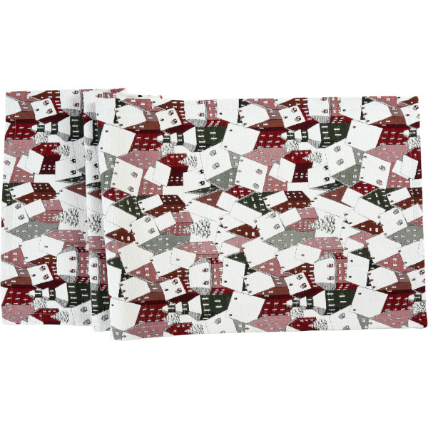 Sander - Tischläufer / Table Runner - Roof Top, 50 x 140cm, Farbe: 02, grün, red