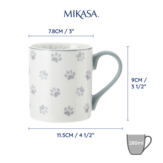 Mikasa - Pawfect Cat / Katzenpfoten - Porzellan Becher mit geradem Rand, 280ml – Bild 3