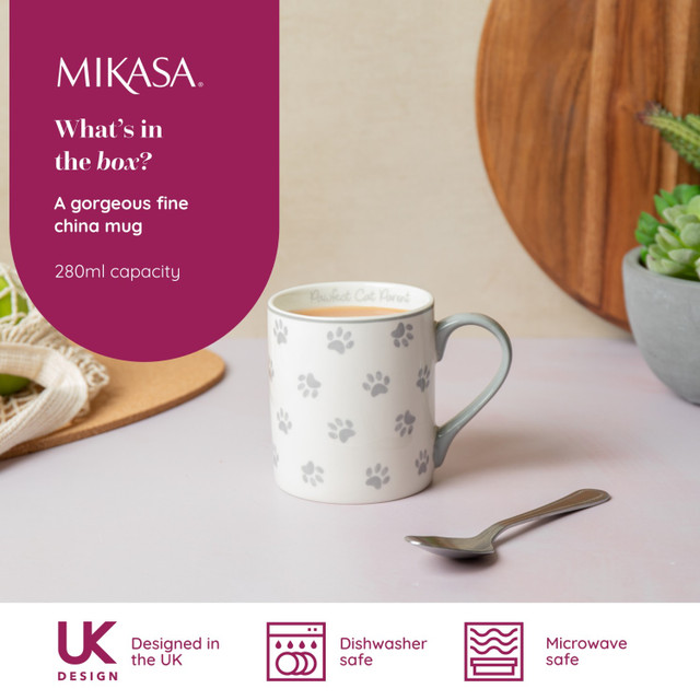 Mikasa - Pawfect Cat / Katzenpfoten - Porzellan Becher mit geradem Rand, 280ml – Bild 4