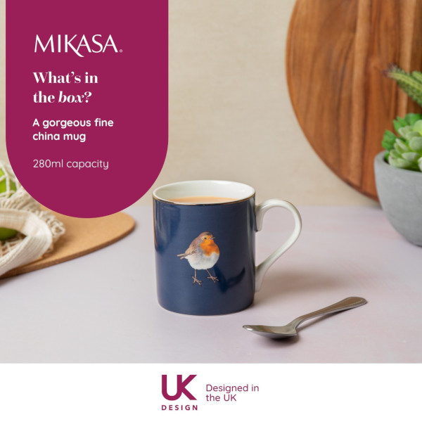 Mikasa - Robin / Rotkehlchen - Porzellan Becher mit geradem Rand, 280ml – Bild 3