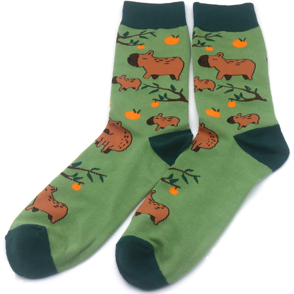 Musthaves – Bunte, lustige  Socken Unisex – Capybara, grün - Einheitsgröße Gr. 38 - 43