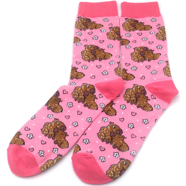 Musthaves – Bunte, lustige  Socken Unisex – Capybara, pinkn  - Einheitsgröße Gr. 38 - 43