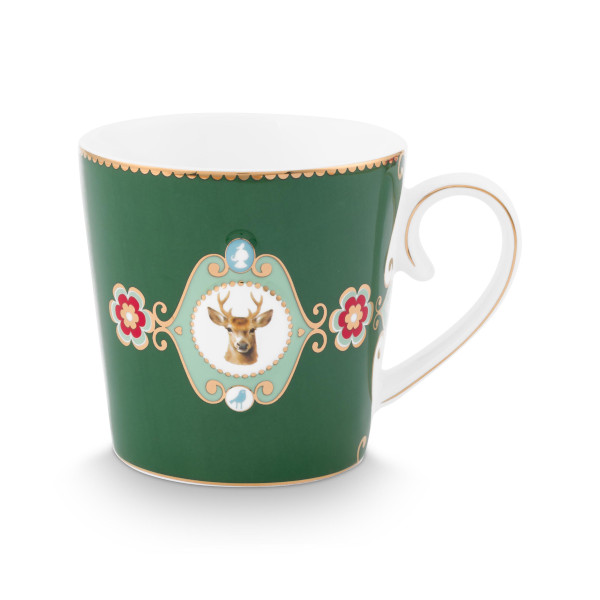 Pip Studio - Mug Large -  Love Birds Medaillon Deer,  Dark Green, 250ml