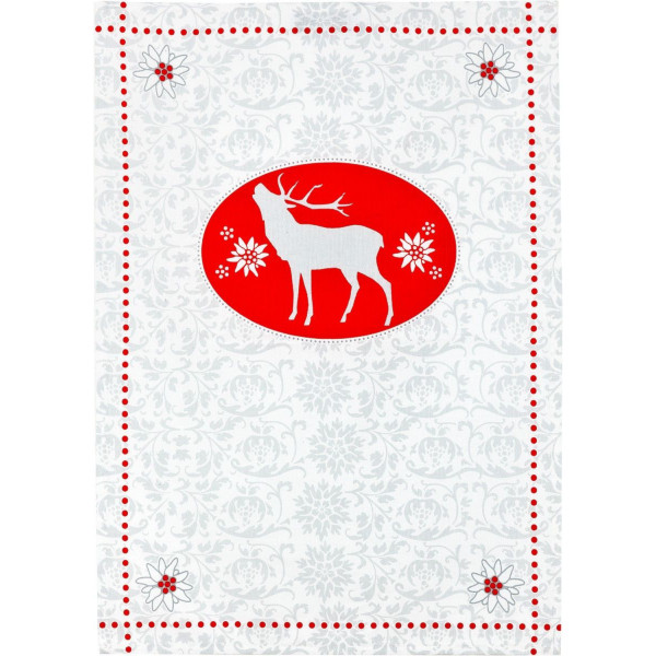 KRACHT - Geschirrtuch / Tea Towel - Halbleinen, Röhrender Hirsch