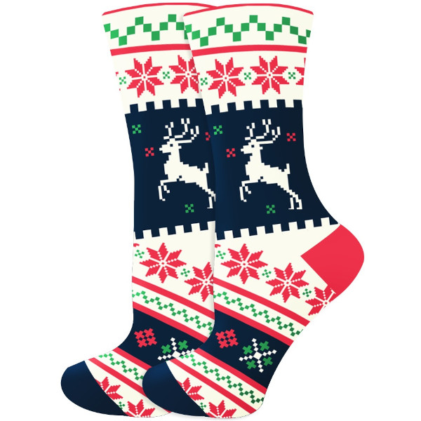 Musthaves – Bunte, lustige  Weihnachts -Socken Unisex – Scandi Reindeer - Einheitsgröße Gr. 38 - 45