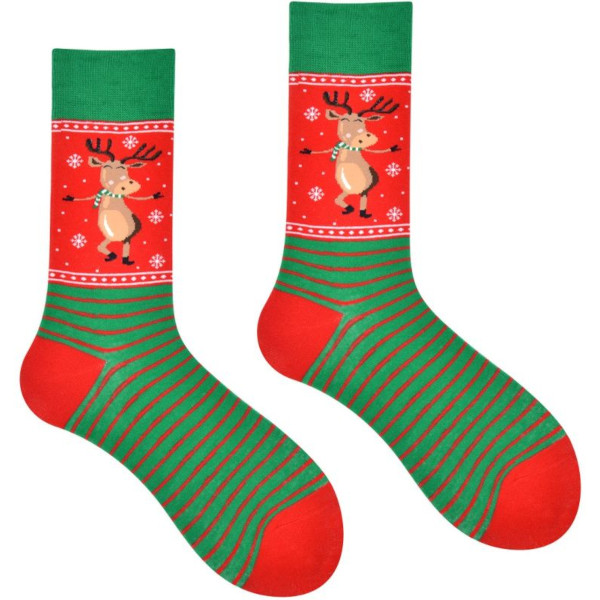 Musthaves – Bunte, lustige  Weihnachts -Socken Unisex – Dancing Reindeer - Einheitsgröße Gr. 38 - 45