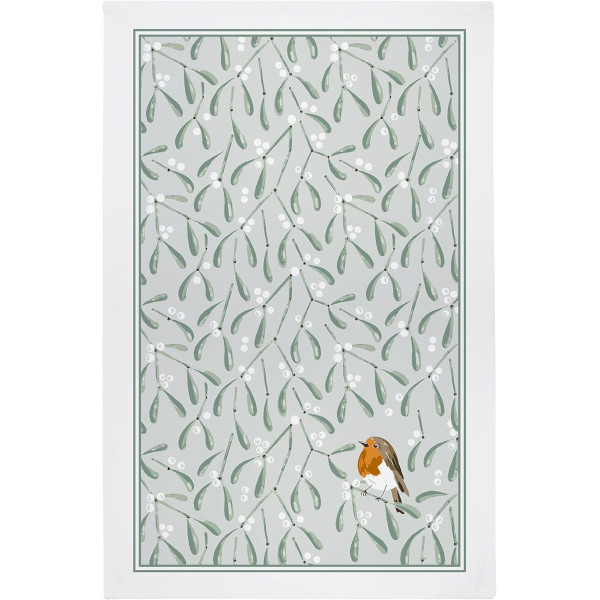 Ulster Weavers - Geschirrtuch / Tea Towel - Mistletoe & Robin / Mistelzweig & Rotkelchen