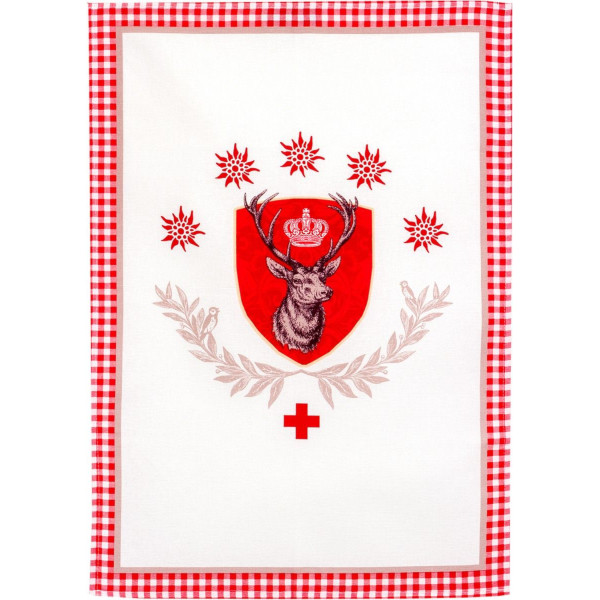 KRACHT  - Geschirrtuch / Tea Towel - Halbleinen, Schweizer Hirsch
