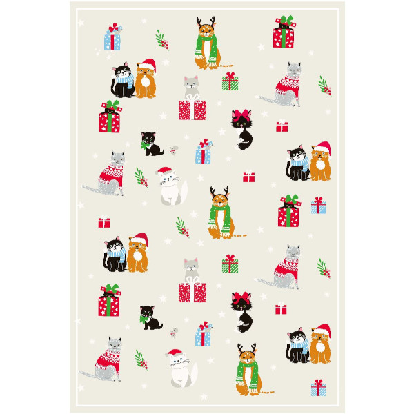 KRACHT  - Geschirrtuch / Tea Towel - Halbleinen, Weihnachtskatzen