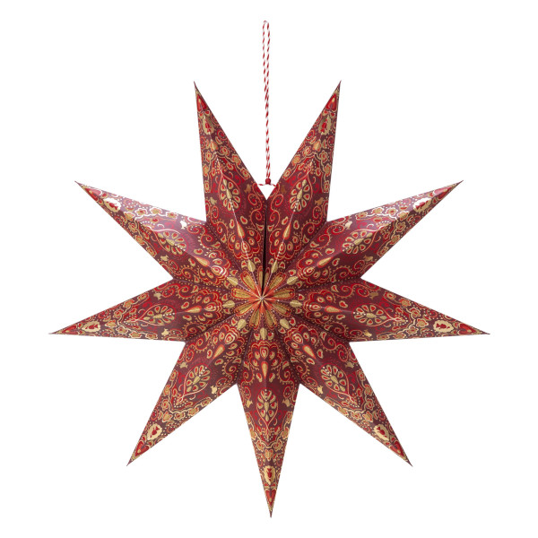 Pip Studio - Paper Christmas Star / Weihnachtsstern, Papierstern Allover print, dunkelrot, 60cm