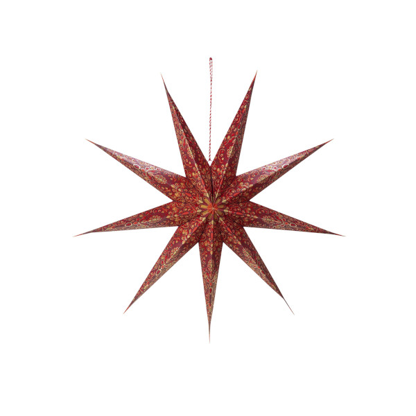Pip Studio - Paper Christmas Star / Weihnachtsstern, Papierstern Allover print, dunkelrot, 110cm