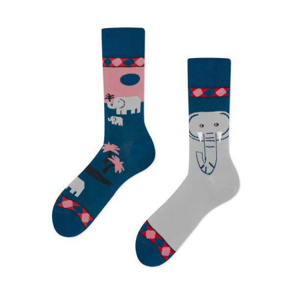 Many Mornings – verrückte, bunte mismatched Socken – Funky Elephant, Gr. 35-38