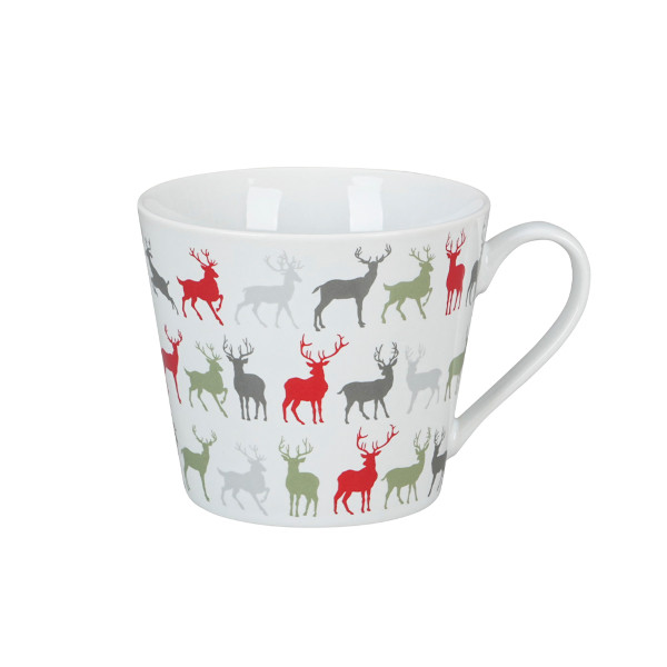 Krasilnikoff - Tasse - Happy Cup - HC1376 - Funky Deers, Hirsch - Tasse aus Porzellan mit Henkel