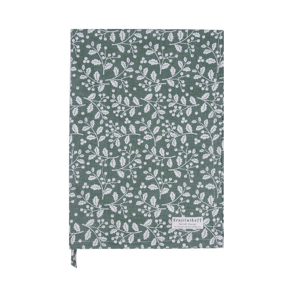 Krasilnikoff - Geschirrtuch - KW12554 Christmas Holly / Weihnachtsstechpalme, solid green