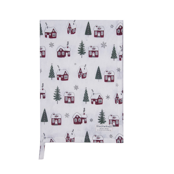 Krasilnikoff - Geschirrtuch KW13147 Sweet House / Niedliches Haus, Red