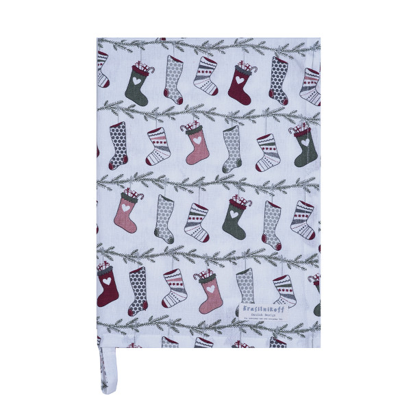 Krasilnikoff – Weihnachts Geschirrtuch KW13570 – Christmas Stocking / Weihnachtsstrumf