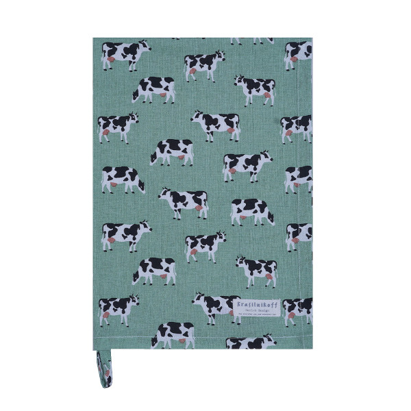 Krasilnikoff – Geschirrtuch KW13604 – Cow / Kuh, Green