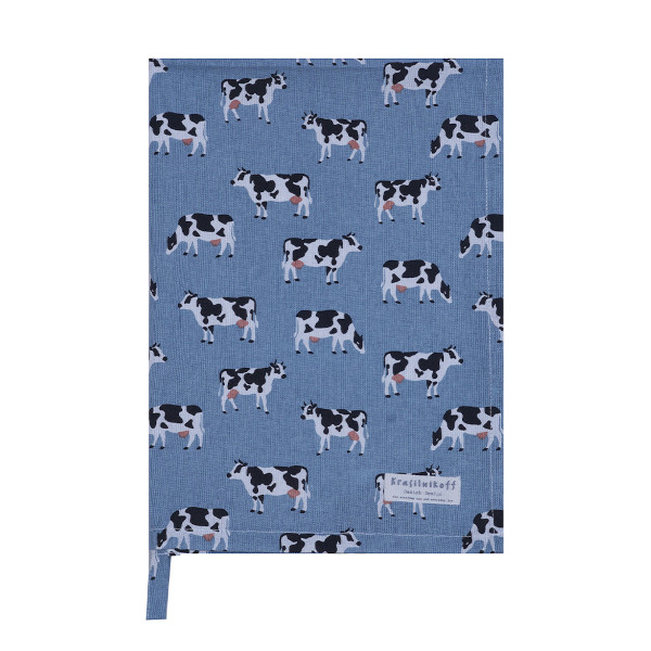 Krasilnikoff – Geschirrtuch KW13605 – Cow / Kuh, Blue