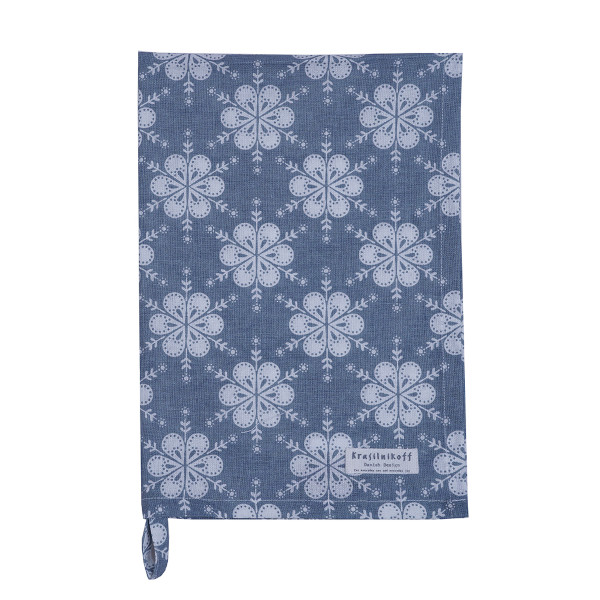 Krasilnikoff – Geschirrtuch KW13755 – Flowers / Blumen, Blue