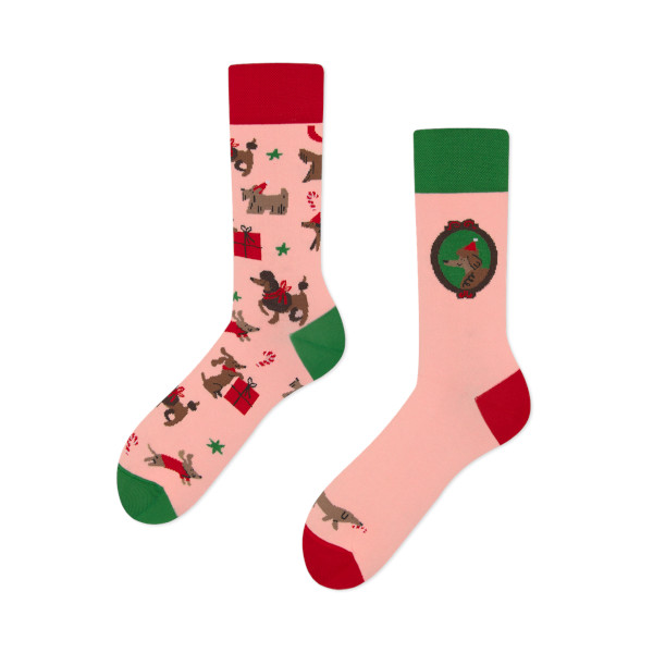 Many Mornings – verrückte, bunte mismatched Socken – Winter Woofs Gr. 35-38