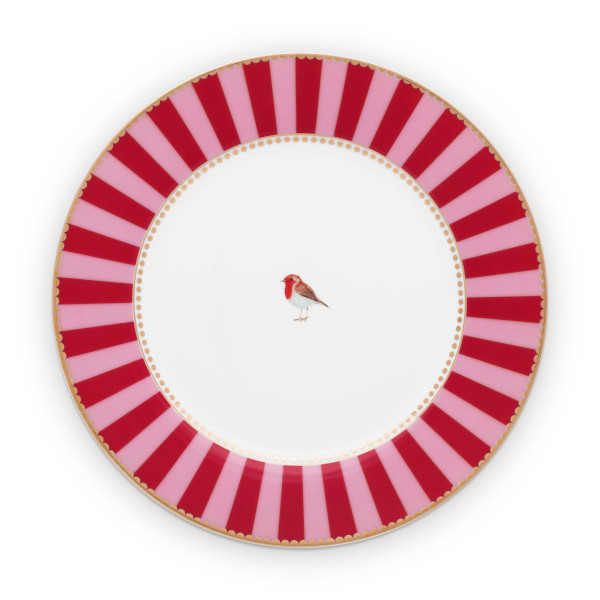 PiP Studio - Teller - Love Birds Stripes Red-Pink, 21cm