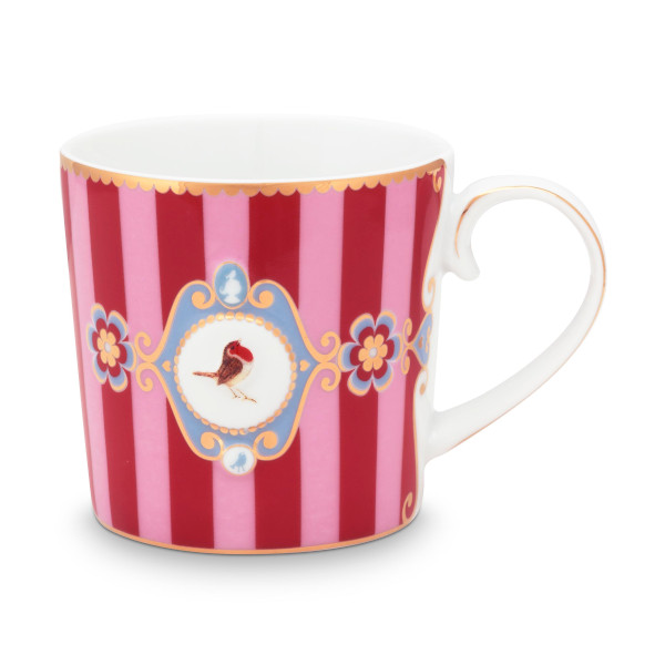Pip Studio - Mug Small - Becher / Tasse - Love Birds Medaillon Stripes red-pink 150ml