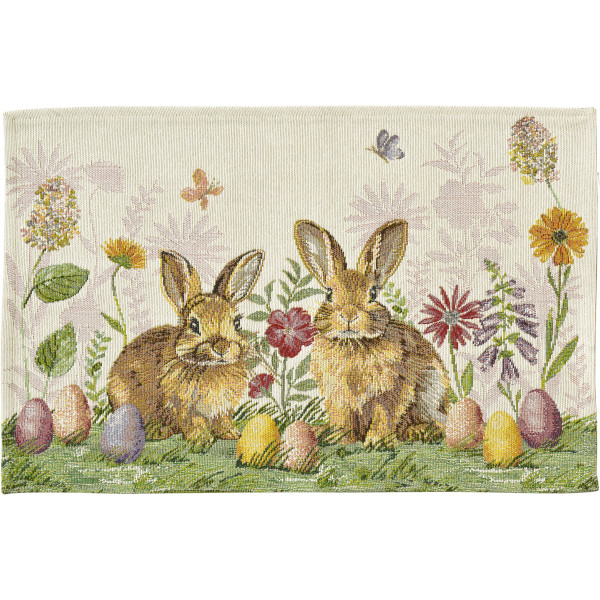 Sander Gobelin Tischset / Placemat - Two Bunnies , 32 x 48 cm  - Hasen, Ostereier