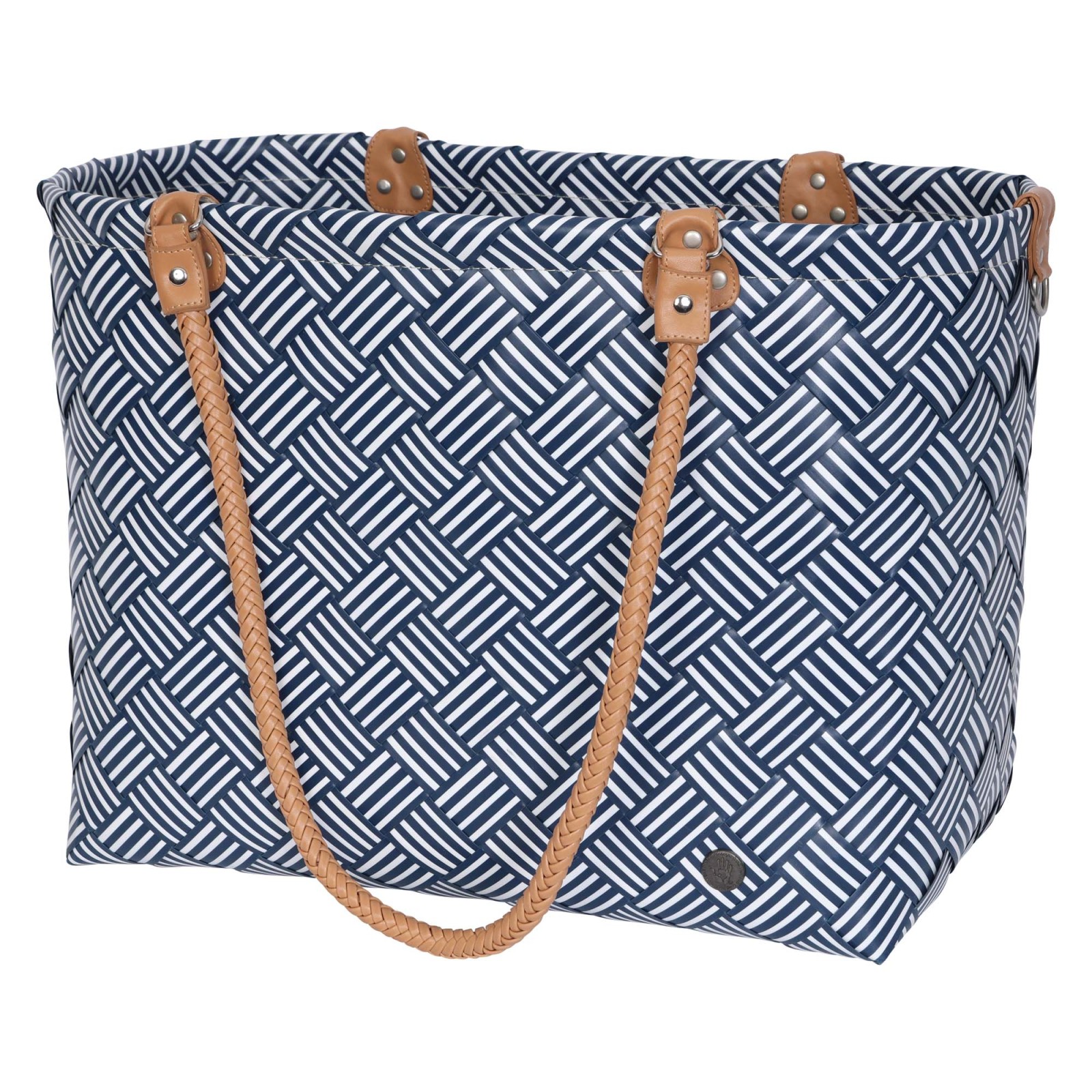 Sainte-Maxime stripes - Leisure bag fat strap with PU handles size XL, Ocean Blue