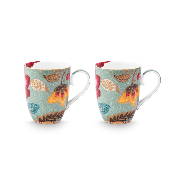Pip Studio - 2er Set L Henkelbecher / Mug - Blooming Tales, Fantasy Khaki, 350 ml – Bild 2