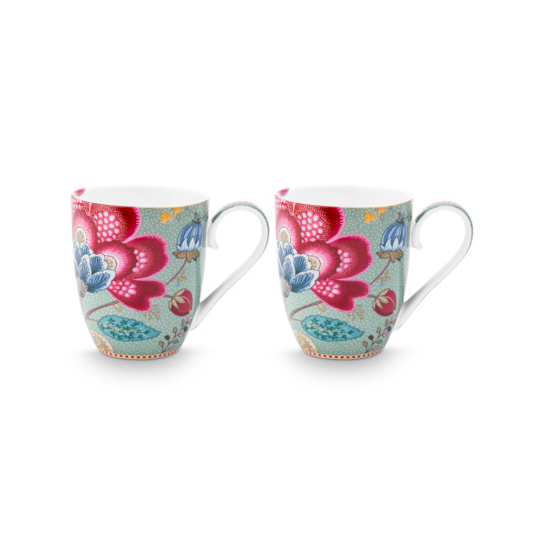 Pip Studio - 2er Set XL Henkelbecher / Mug - Blooming Tales, Fantasy Blue, 450 ml – Bild 2