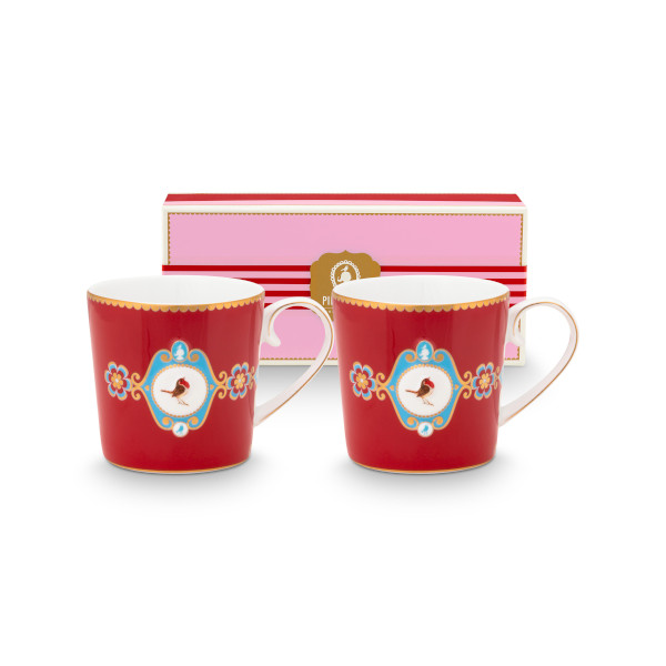 Pip Studio - 2er Set - Mug Small - Becher / Tasse - Love Birds , red