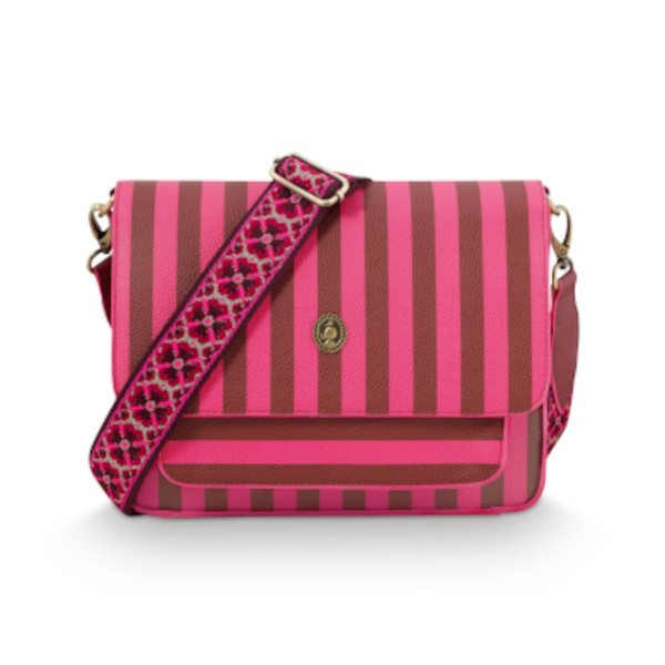 Pip Studio - Schultertasche Gr. M - Fenna Stripe, Pink