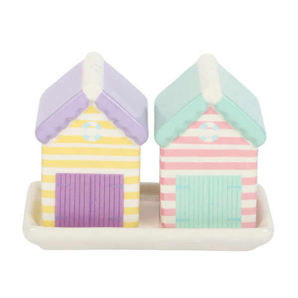 Something Different - Pastel Beach Hut Salt and Pepper Shakers / Strandhaus Salz & Pfeffer Streuer
