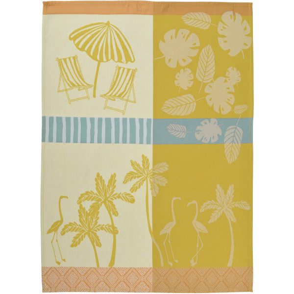 Sander Geschirrtuch  - Tropicals - Farbe: 07, Honey - Strand, Palmen, Flamingo